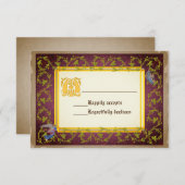 Mock omhoog middeleeuwse verlichte weduwschap met RSVP kaartje (Voorkant / Achterkant)