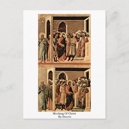 Mocking van Christus door Duccio Briefkaart (Voorkant)