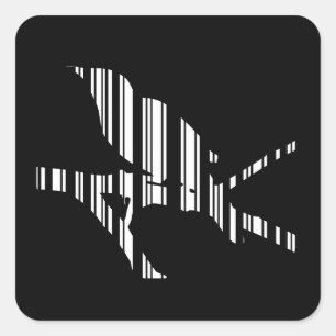MOCKINGBIRD BAR CODE Bird Barcode Patroon Design Vierkante Sticker