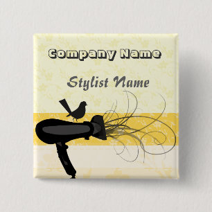 Mockingbird Hair Stylist Name Tag Vierkante Button 5,1 Cm