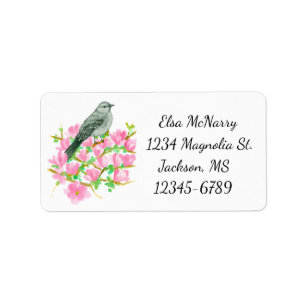 Mockingbird Magnolia Return Address Etiket