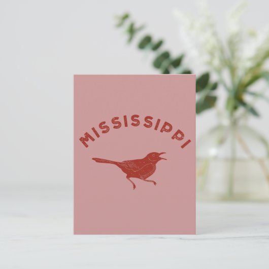 Mockingbird Mississippi State Bird Maroon Briefkaart (Staand voorkant)