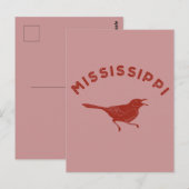 Mockingbird Mississippi State Bird Maroon Briefkaart (Voorkant / Achterkant)