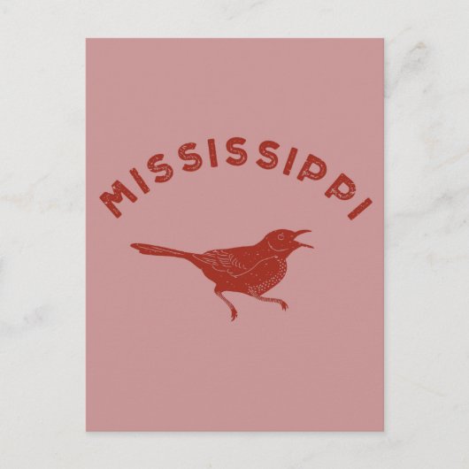 Mockingbird Mississippi State Bird Maroon Briefkaart (Voorkant)