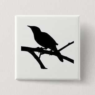 Mockingbird Silhouette Vierkante Button 5,1 Cm