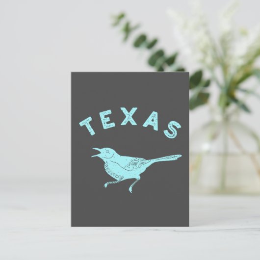 Mockingbird Texas State Bird Aqua Blue en Grey Briefkaart (Staand voorkant)
