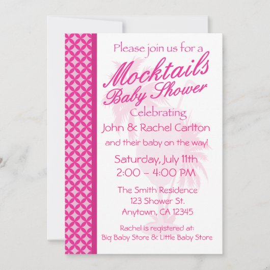 Mocktail Baby Girl Shower Kaart (Voorkant)