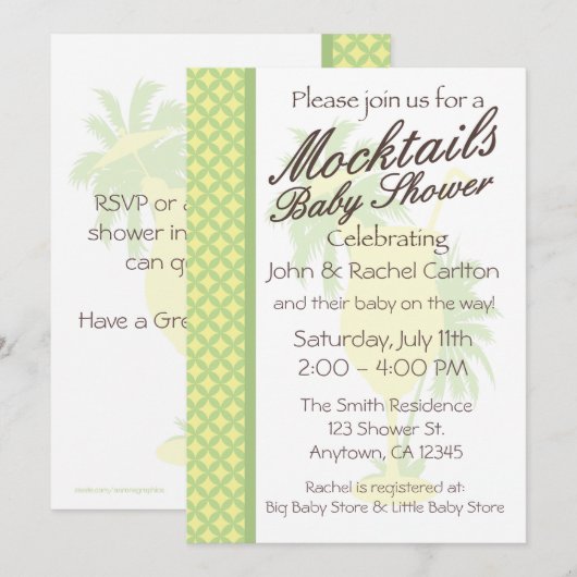 Mocktail Baby shower Invitation (N) Kaart (Voorkant / Achterkant)