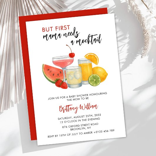 Mocktail Baby shower Zomer Genderneutraal Kaart