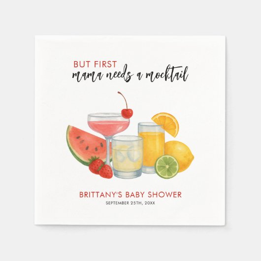 Mocktail Baby shower zomer minimalistisch Servet (Voorkant)