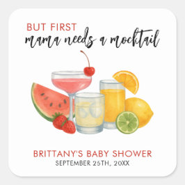 Mocktail Baby shower zomer minimalistisch Vierkante Sticker