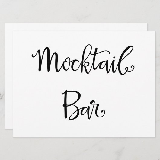 Mocktail Bar Eenvoudige kalligrafie-bruiloft (Voorkant / Achterkant)