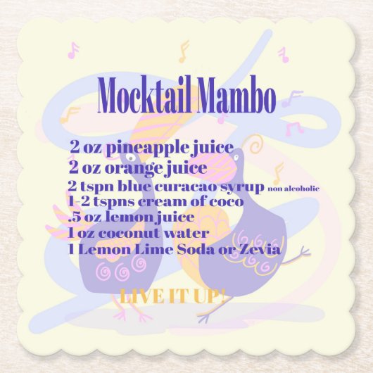 Mocktail Birds Coaster Kartonnen Onderzetters (Voorkant)