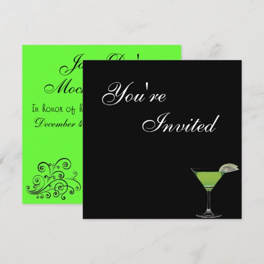 Mocktail Birthday Party Invitation Kaart (Voorkant / Achterkant)