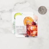 Mocktail Maagd Margarita & S. Temple Feestgunst Notitiekaartje (Voorkant / Achterkant in situ)