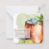 Mocktail Moskou Mule & Virgin Mojito Party Favor Notitiekaartje (Voorkant)