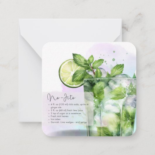Mocktail Moskou Mule & Virgin Mojito Party Favor Notitiekaartje (Achterkant)