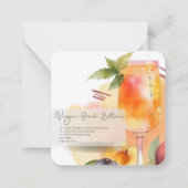 Mocktail Peach Bellini & Piña Colada Party Favor Notitiekaartje (Achterkant)