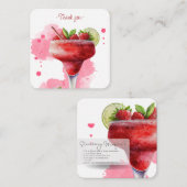 Mocktail Recept Aardbei Daiquiri Party Favor Notitiekaartje (Voorkant / Achterkant)