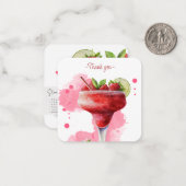 Mocktail Recept Aardbei Daiquiri Party Favor Notitiekaartje (Voorkant / Achterkant in situ)