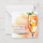 Mocktail Recept Faux Champagne Party Favor Notitiekaartje (Achterkant)