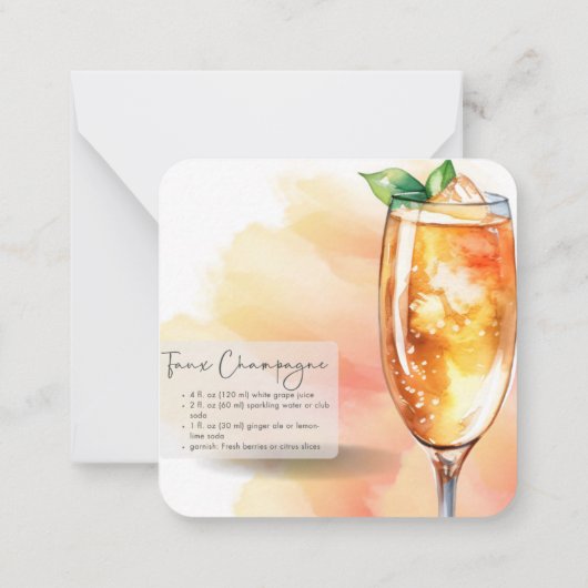 Mocktail Recept Faux Champagne Party Favor Notitiekaartje (Achterkant)