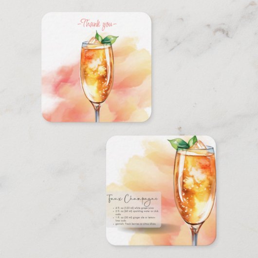 Mocktail Recept Faux Champagne Party Favor Notitiekaartje (Voorkant / Achterkant)