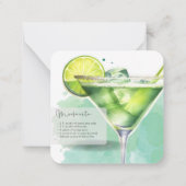 Mocktail Recept Maagd Margarita Party Favor Notitiekaartje (Achterkant)