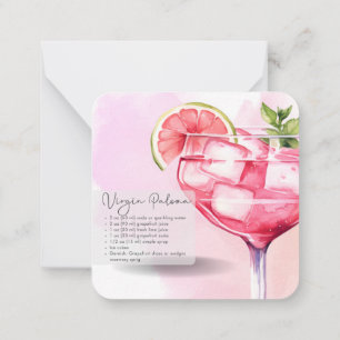 Mocktail Recept Virgin Paloma Party Favor Notitiekaartje