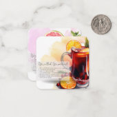 Mocktail Virgin Paloma & Mulled Wine Party Favor Notitiekaartje (Voorkant / Achterkant in situ)