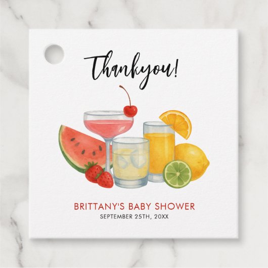 Mocktail Zomer Baby shower Modern Bedankt Bedankjes Labels (Voorkant)