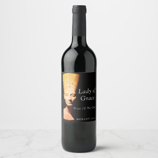 Mockup Ancient Egypt Nefertiti Custom Wine Labs Wijn Etiket (Voorkant)