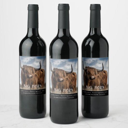 Mockup Big Horn Cattle Custom Wine Labels Wijn Etiket (Flessen)