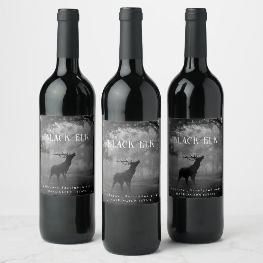 Mockup Black Elk Forest Custom Wine Labels Wijn Etiket (Flessen)