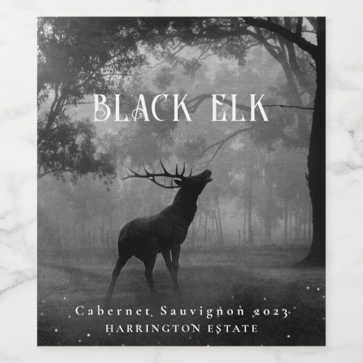 Mockup Black Elk Forest Custom Wine Labels Wijn Etiket (Enkel label)
