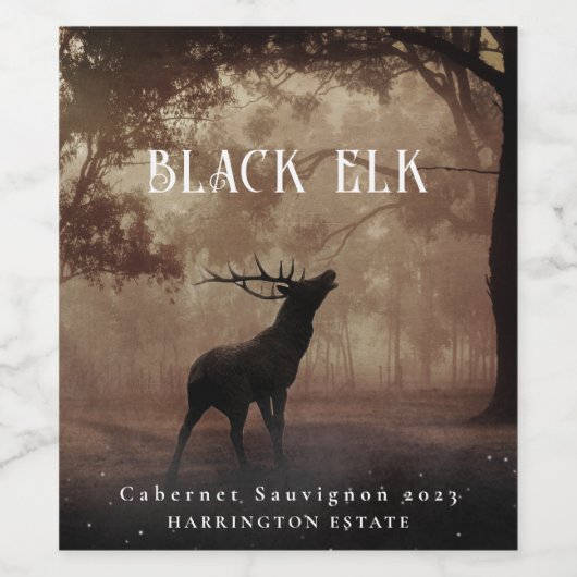 Mockup Black Elk Forest Custom Wine Labels Wijn Etiket (Enkel label)