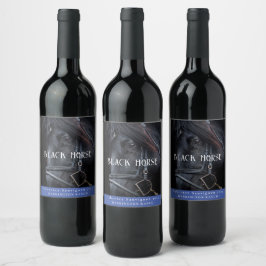 Mockup Black Horse Westerne aangepaste waslabels Wijn Etiket