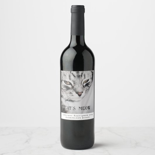 Mockup Cat's Meow Custom Wine Labels Wijn Etiket (Voorkant)