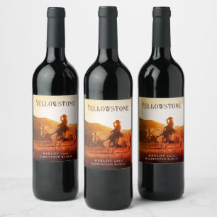 Mockup Cowboy, Paard, Sunset Custom Wijn Labels Etiket