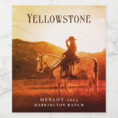 Mockup Cowboy, Paard, Sunset Custom Wijn Labels Etiket (Enkel label)