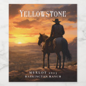 Mockup Cowboy, Paard, Sunset Custom Wijn Labels Wijn Etiket (Enkel label)