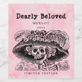 Mockup Dearly Beloved Skeleton, Custom Wine Labels Wijn Etiket (Enkel label)