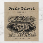 Mockup Dearly Beloved Skeleton, Custom Wine Labels Wijn Etiket (Enkel label)