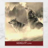 Mockup Elegant Wolf Custom Gold Wine Label Wijn Etiket (Enkel label)