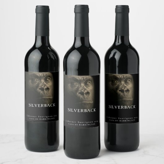 Mockup Gold Gorilla Silverback Custom Wine Labels Wijn Etiket (Flessen)