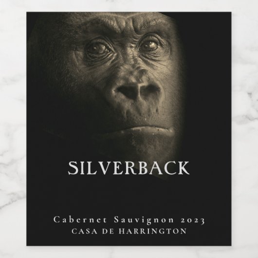 Mockup Gold Gorilla Silverback Custom Wine Labels Wijn Etiket (Enkel label)