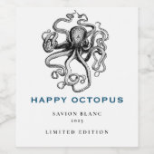 Mockup Happy Octopus Fun Custom Wine Labels Wijn Etiket (Enkel label)