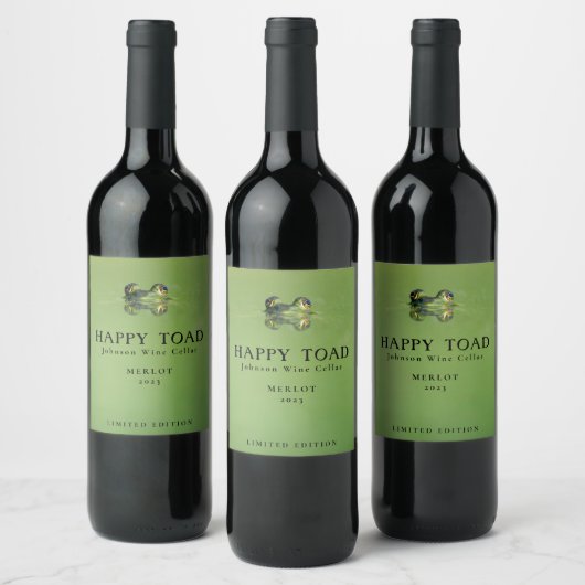 Mockup Happy Toad, Family Wine, Custom Wine Labels Wijn Etiket (Flessen)