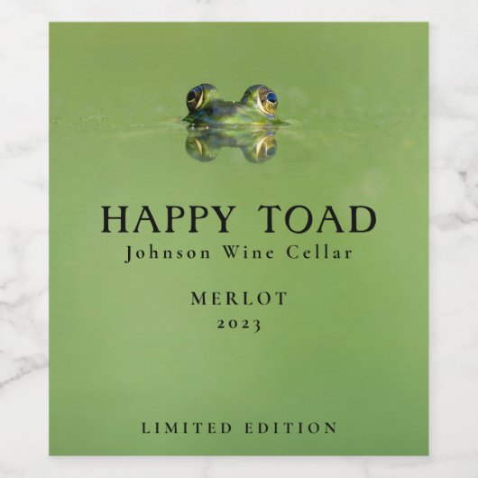 Mockup Happy Toad, Family Wine, Custom Wine Labels Wijn Etiket (Enkel label)