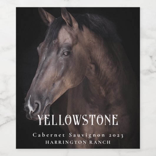 Mockup Horse Equine Western Eigen waslabels Wijn Etiket (Enkel label)